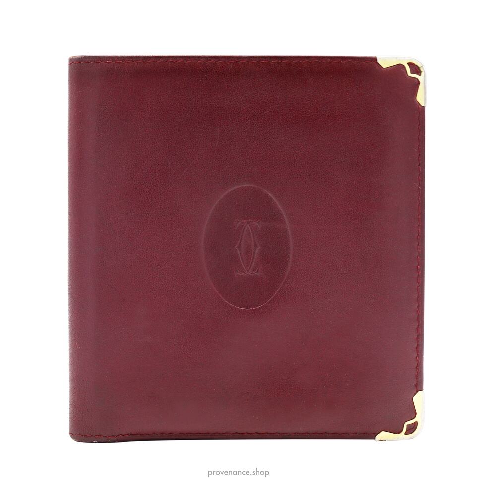 🔴 Cartier Bifold Wallet - Burgundy Calfskin Leather